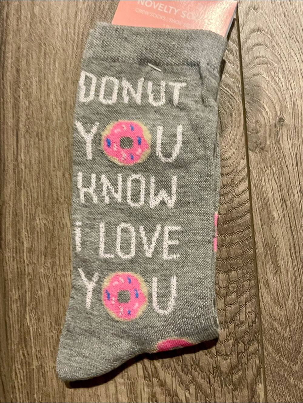 Novelty Crew Socks - Gray 'Donut You Know I Love You' 🍩